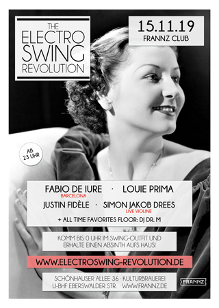 Electro Swing Revolution am 15.11.2019 @ FRANNZ CLUB BERLIN Electro Swing Revolution am 15.11.2019 @ FRANNZ CLUB BERLIN
