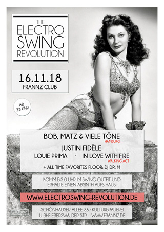 Electro Swing Revolution am 16.11.2018 @ FRANNZ CLUB BERLIN Electro Swing Revolution am 16.11.2018 @ FRANNZ CLUB BERLIN