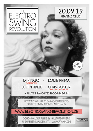 Electro Swing Revolution am 20.09.2019 @ FRANNZ CLUB BERLIN Electro Swing Revolution am 20.09.2019 @ FRANNZ CLUB BERLIN