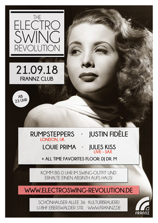 Electro Swing Revolution am 21.09.2018 @ FRANNZ CLUB BERLIN Electro Swing Revolution am 21.09.2018 @ FRANNZ CLUB BERLIN